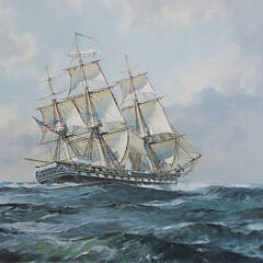 John Stobart Pencil Signed Limited Edition Lithograph “U.S.S. Constitution” Edition #489/700