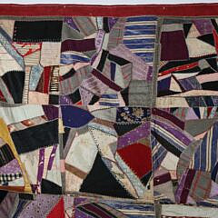 Antique Satin and Silk Crazy Quilt, 19th Century