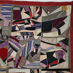 Antique Satin and Silk Crazy Quilt, 19th Century
