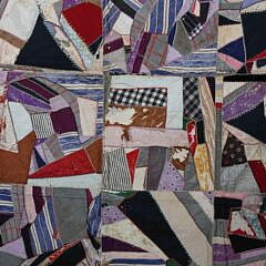 Antique Satin and Silk Crazy Quilt, 19th Century