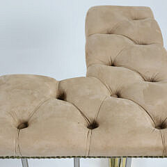 Modern Steel and Brass Tufted Leather Fireplace Club Fender