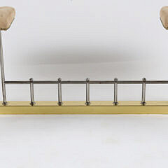 Modern Steel and Brass Tufted Leather Fireplace Club Fender