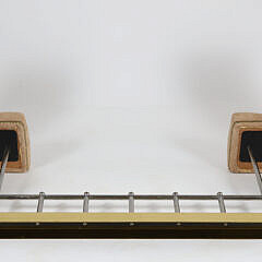 Modern Steel and Brass Tufted Leather Fireplace Club Fender