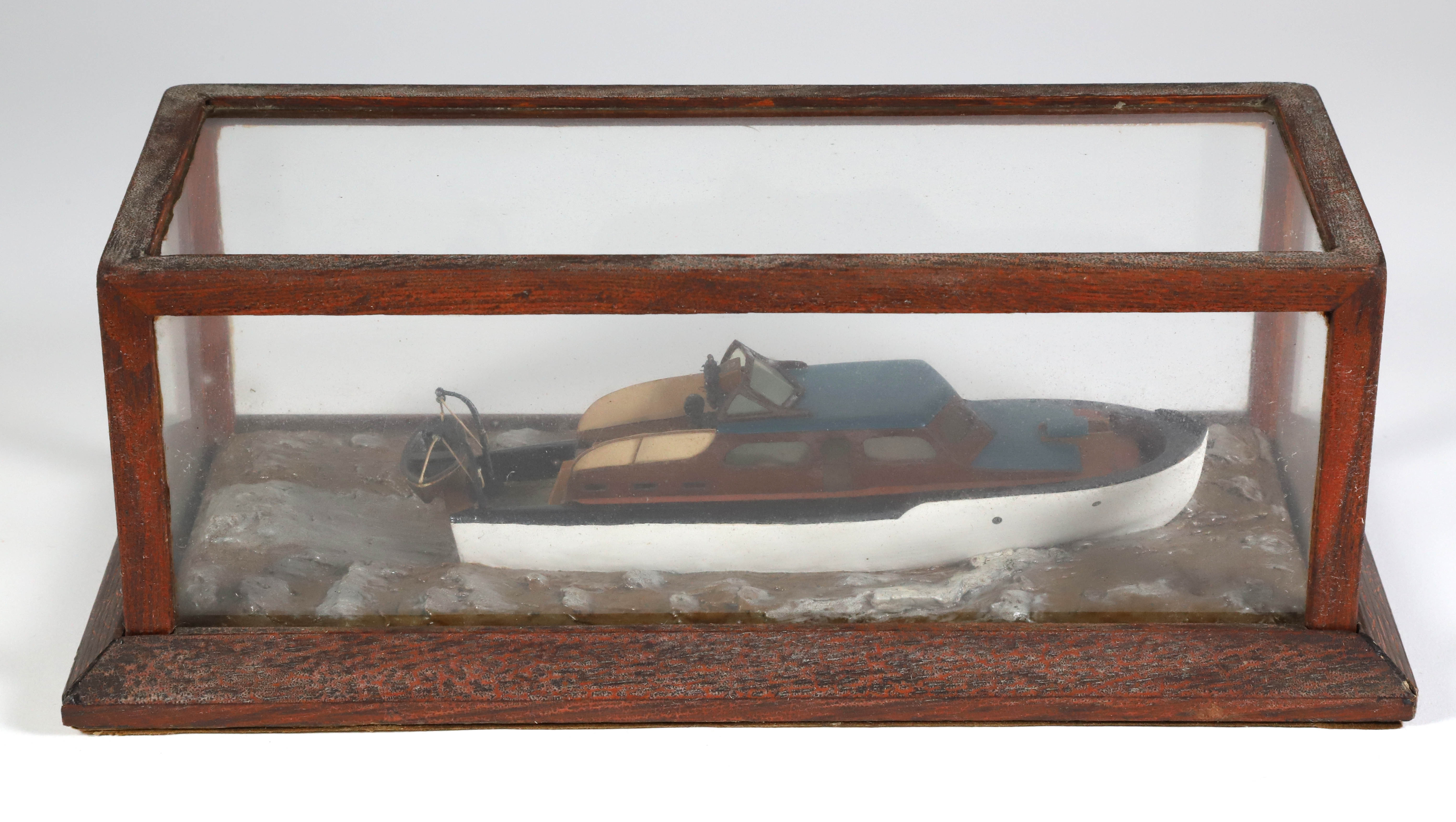 Miniature Bookshelf Cased Model of a Vintage Streamline Cruiser Attributed to J.S. Kamp