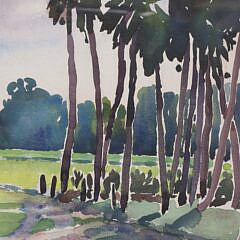 Edgar W. Jenney Watercolor on Paper “Sugar Plantation”