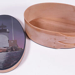 Harriet Mottes Finely Painted Shaker Box “Brant Point Light, Nantucket”