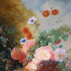 Jan Van Der Waarden Oil on Canvas “Still Life with Fruit and Flowers”