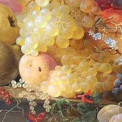 Jan Van Der Waarden Oil on Canvas “Still Life with Fruit and Flowers”