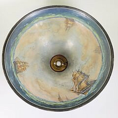 Antique Pairpoint Reverse Painted Nautical Ship Decorated Glass Lamp Shade