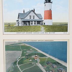 Pair of Four Matted and Framed Vintage Nantucket Postcards
