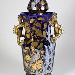 22-4621 Mason Cobalt Blue + Gold Decorated Covered Vase A IMG_2128