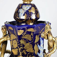 Mason’s Cobalt Blue and Gold Decorated Covered Vase