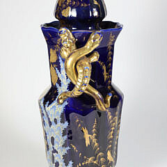 Mason’s Cobalt Blue and Gold Decorated Covered Vase