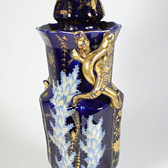 Mason’s Cobalt Blue and Gold Decorated Covered Vase