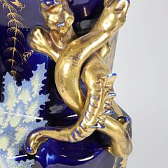 Mason’s Cobalt Blue and Gold Decorated Covered Vase