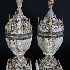 Pair of Seashell Encrusted Urns, mid 19th Century