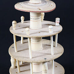 Nantucket Whalebone and Antique Whale Ivory Three-Tier Spool Carousel, 19th century