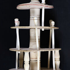 Nantucket Whalebone and Antique Whale Ivory Three-Tier Spool Carousel, 19th century
