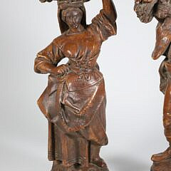 Pair of Vintage French Terracotta Grape Picker Figures