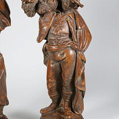 Pair of Vintage French Terracotta Grape Picker Figures