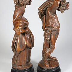 Pair of Vintage French Terracotta Grape Picker Figures