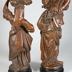 Pair of Vintage French Terracotta Grape Picker Figures