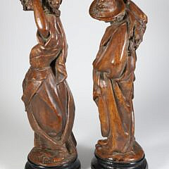 Pair of Vintage French Terracotta Grape Picker Figures