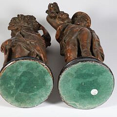 Pair of Vintage French Terracotta Grape Picker Figures
