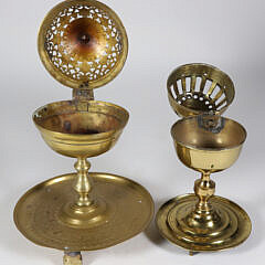 Two Antique Brass Incense Burners
