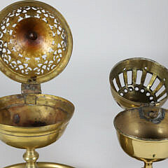 Two Antique Brass Incense Burners