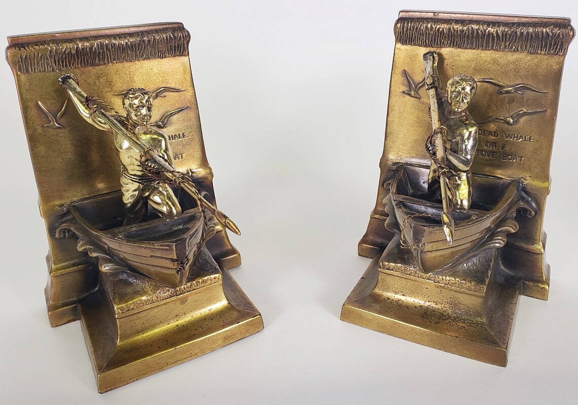 New Bedford Brass Whaling Bookends - Pair of Vintage Brass New