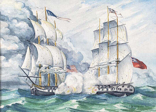 3757-955 Naval Engagement Watercolor A