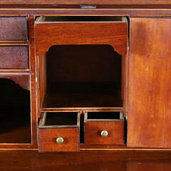 New England Hepplewhite Cherry Inlaid Slant Front Desk, 18th Century