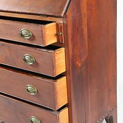 New England Hepplewhite Cherry Inlaid Slant Front Desk, 18th Century