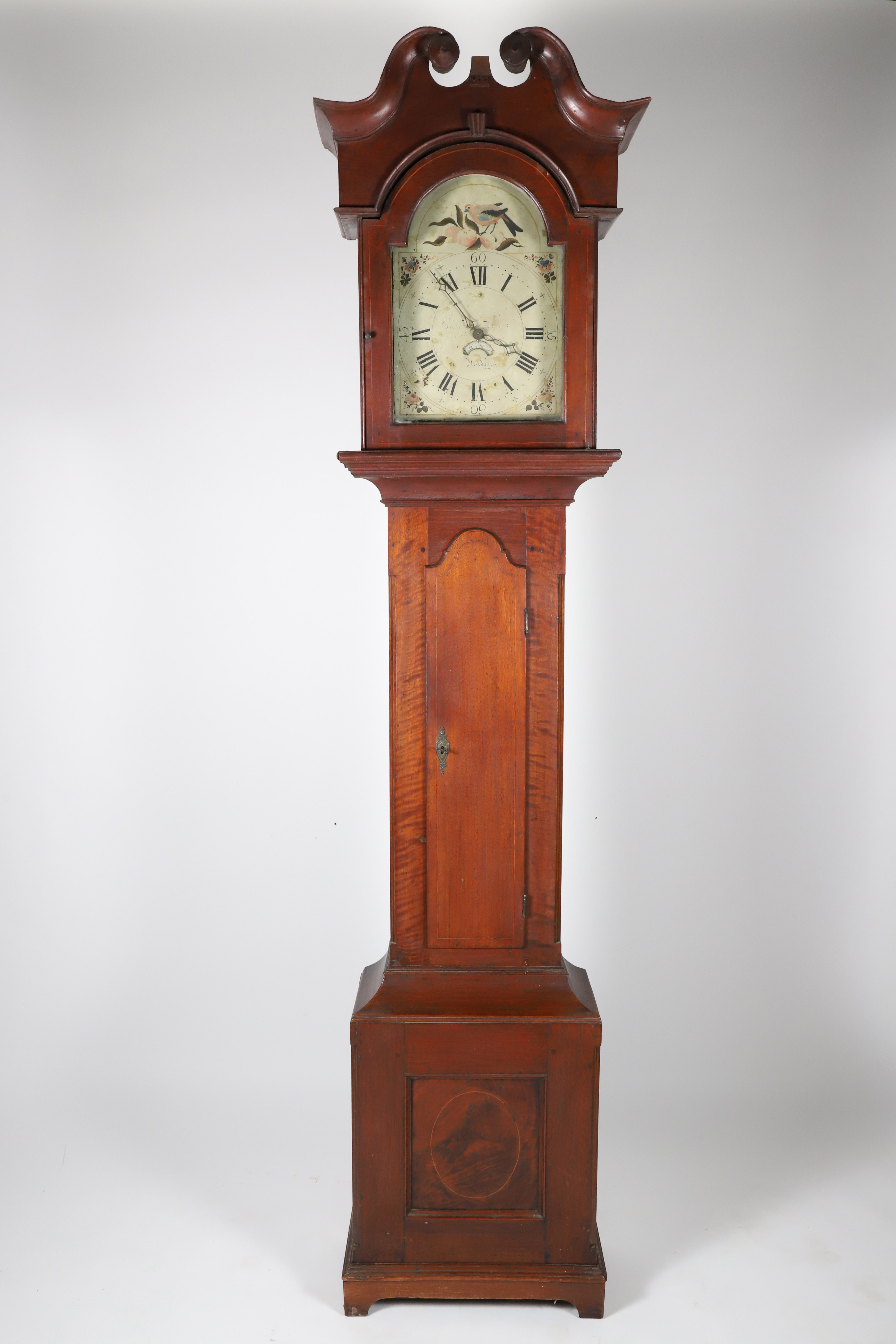 American Samuel Davies Reading Chippendale Walnut Tall Case Clock