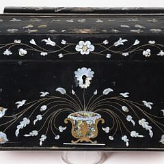 English Mother of Pearl and Ebony Tea Caddy, 19th Century