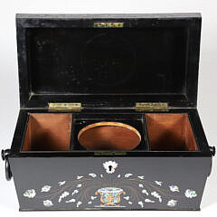 English Mother of Pearl and Ebony Tea Caddy, 19th Century
