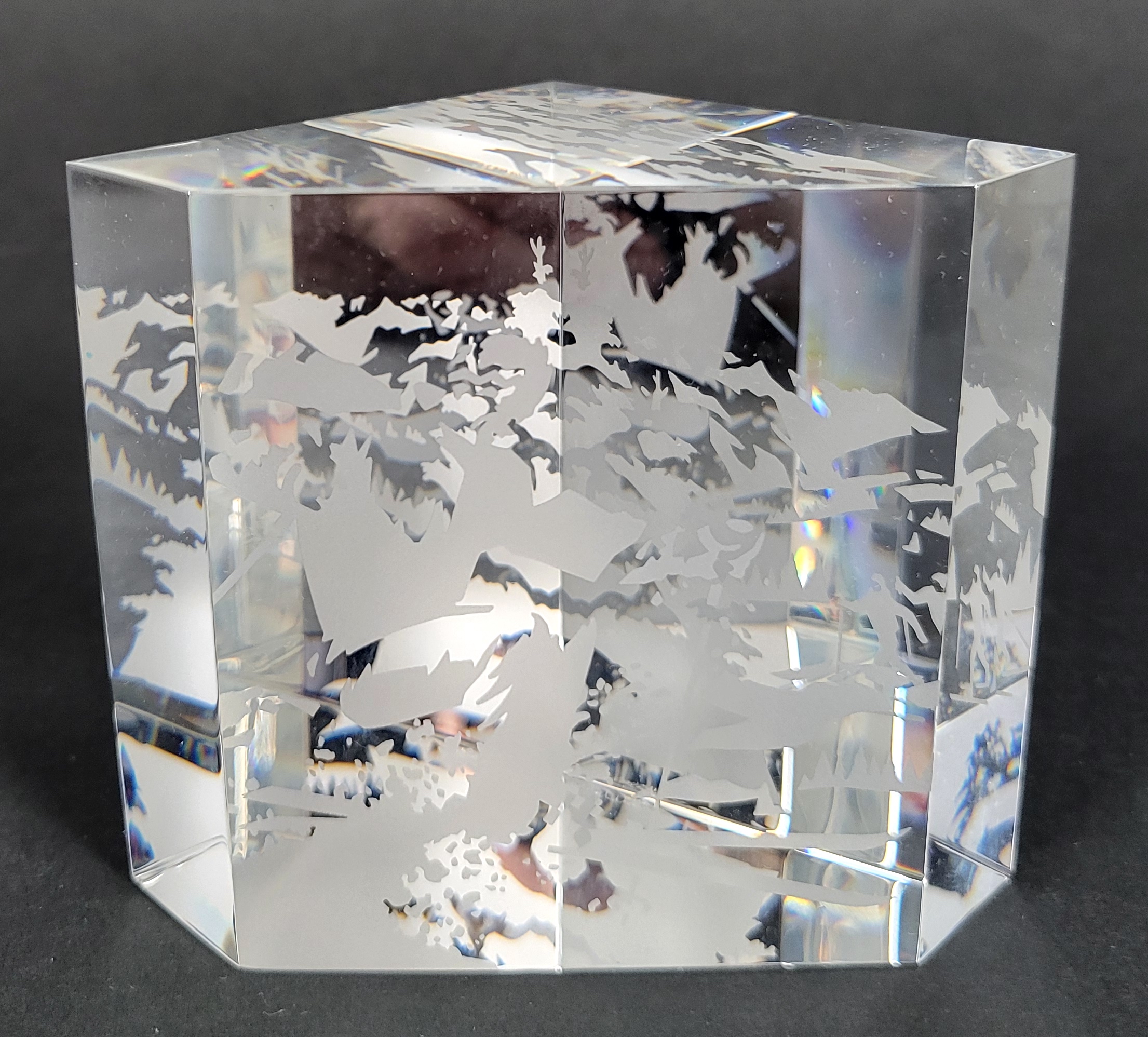 STEUBEN GLASS Sphere of Energy コレクション Scarce Vintage Signed Steuben Crystal Clear Glass Downhill Skier