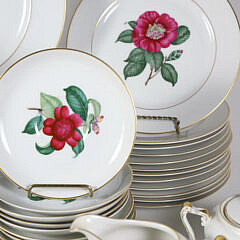 H. & Co. Selb Bavaria Germany Dinner Service in the Camellia Japonica Floral Albo Pattern