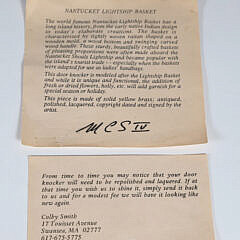 Vintage Brass Nantucket Basket Door Knocker, Signed “MCS 87” On Reverse