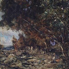 Joseph Vickers de Ville Oil on Canvas “The Angler”, 19th Century