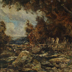 Joseph Vickers de Ville Oil on Canvas “The Angler”, 19th Century