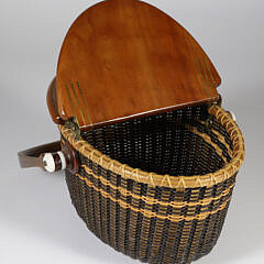 Harry A. Hilbert Oval Baleen Wrapped Swing Handled Basket