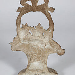 Antique Cast Iron Polychromed Floral Basket Doorstop
