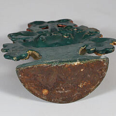 Antique Cast Iron Polychromed Floral Basket Doorstop