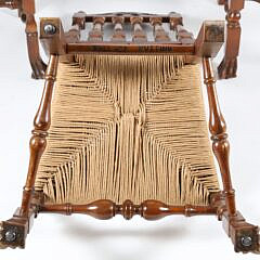 Set of 6 Wallace Nutting William and Mary Style Bannister Back Rush Seat Dining Chairs
