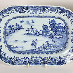 Pair of Chinese Export Blue and White Porcelain Small Platters, 18th Century