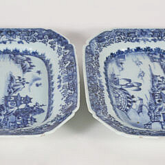 Pair of Chinese Export Blue and White Porcelain Small Platters, 18th Century
