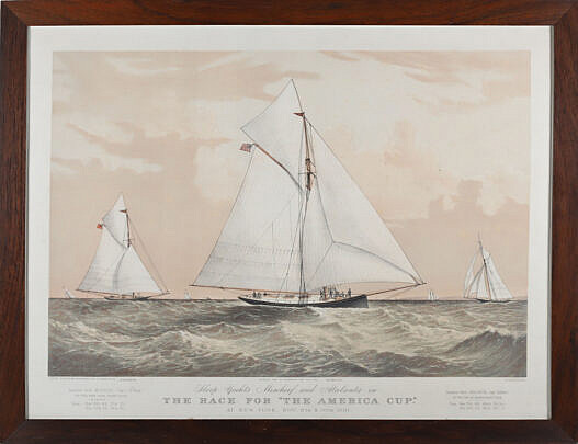 40-5450 Currier and Ives Chromolithograph Race for America Cup A IMG_0017 3