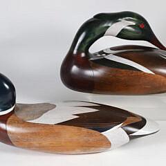 Two John Jeffrey Barto Polychrome Carved Wood Decoys, Each Signed, Titled and Dated 1991